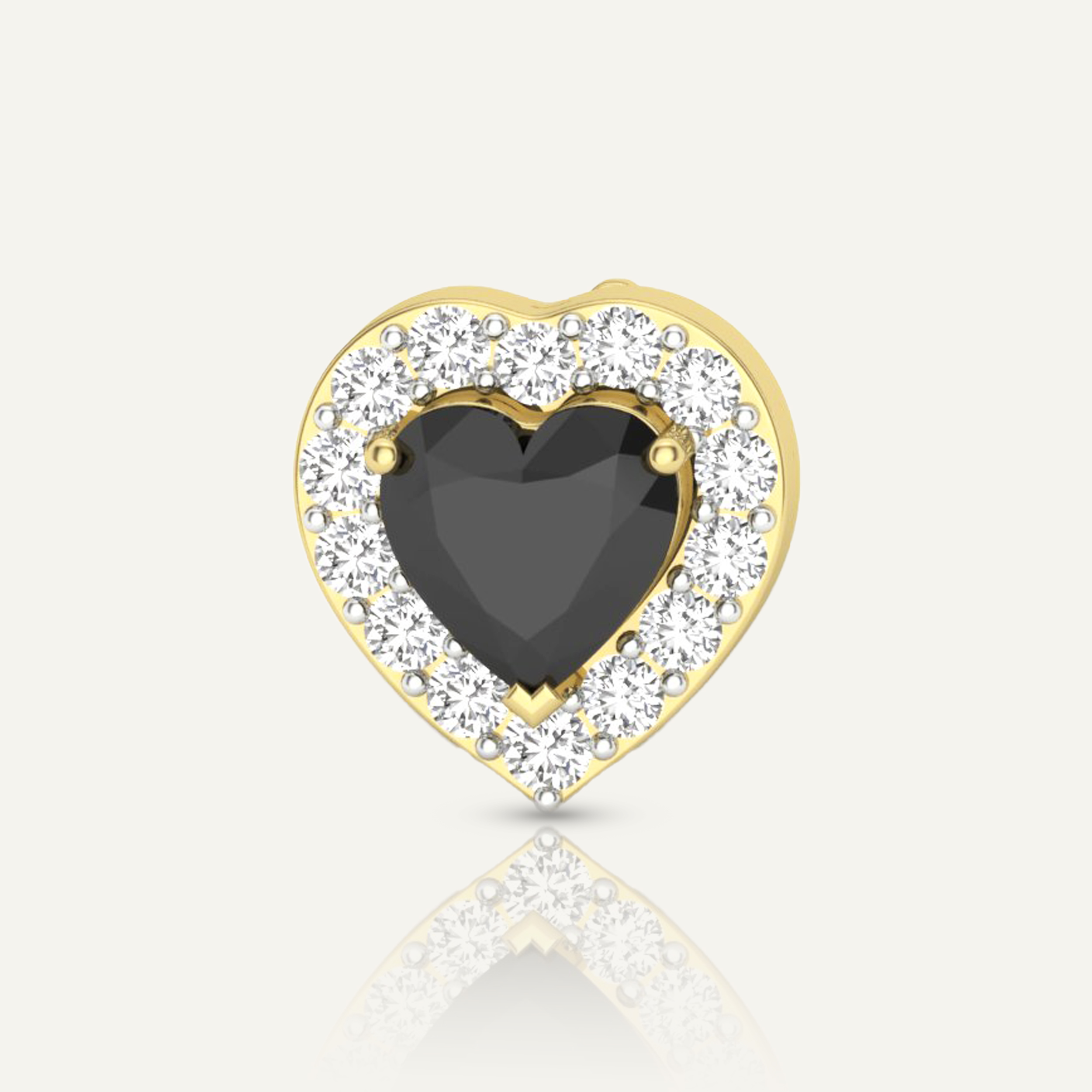 Women's Heart-Cut Black Diamond Studs Earrings