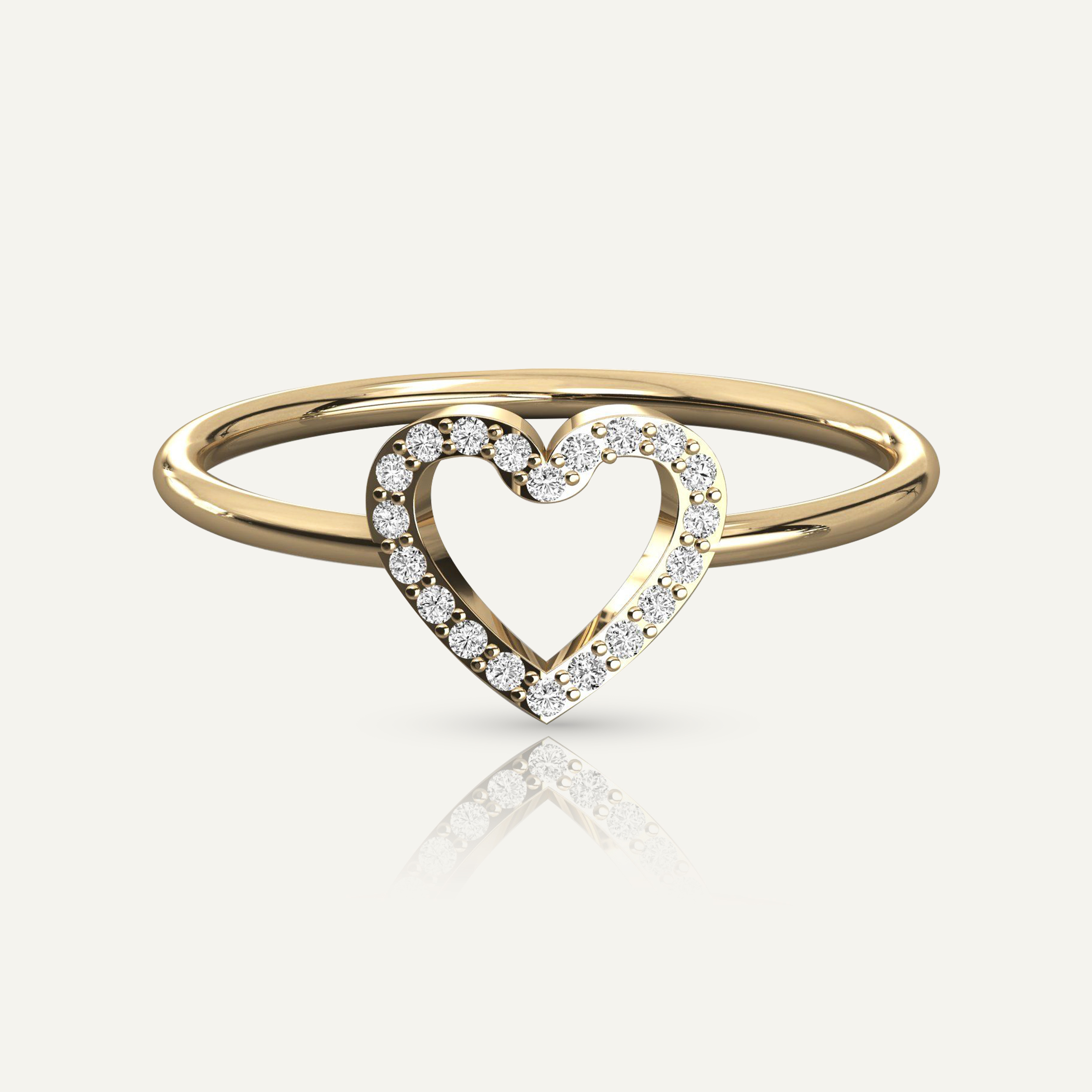 Women's Diamond Heart Outline Ring