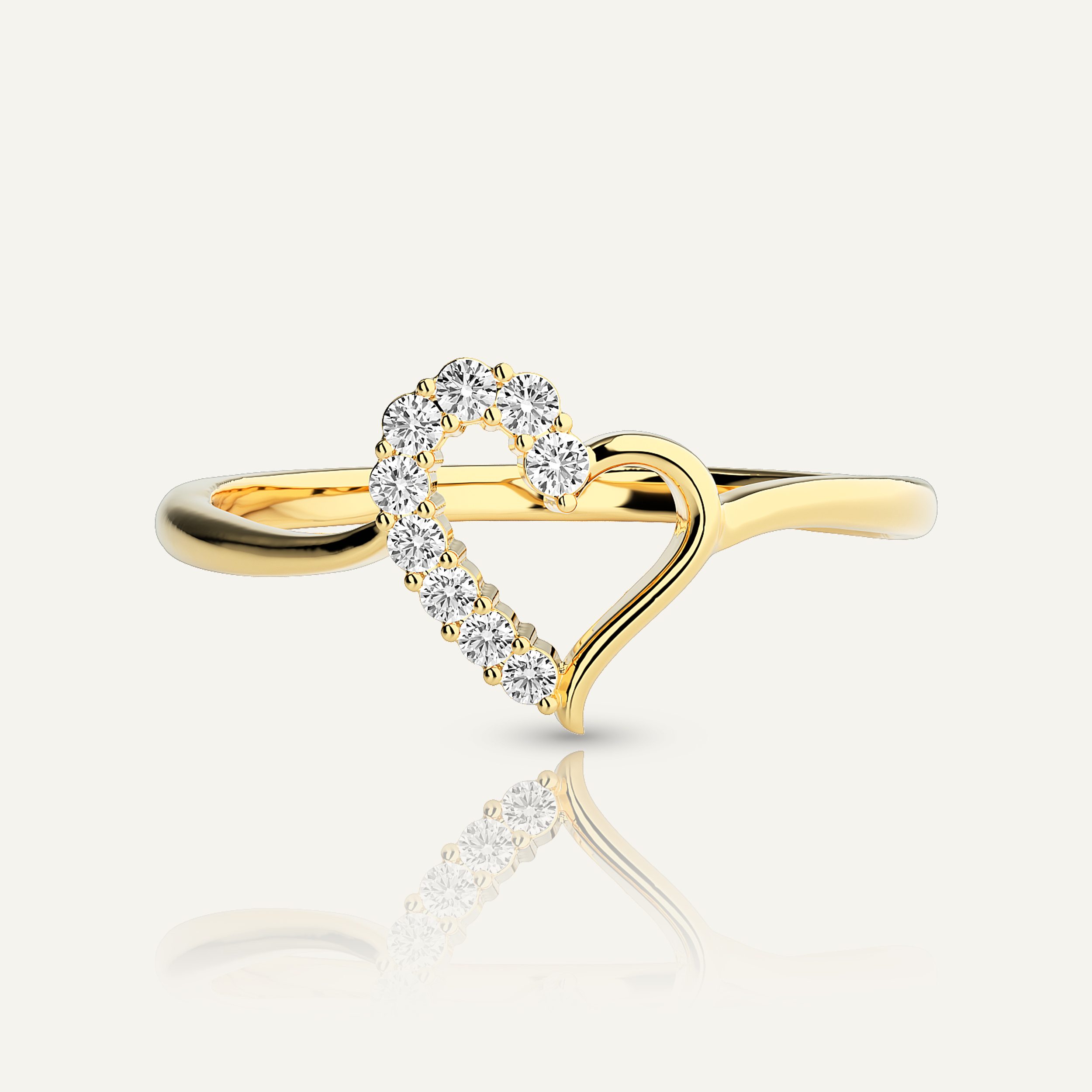 Women's Light-Weight Diamond Heart Ring