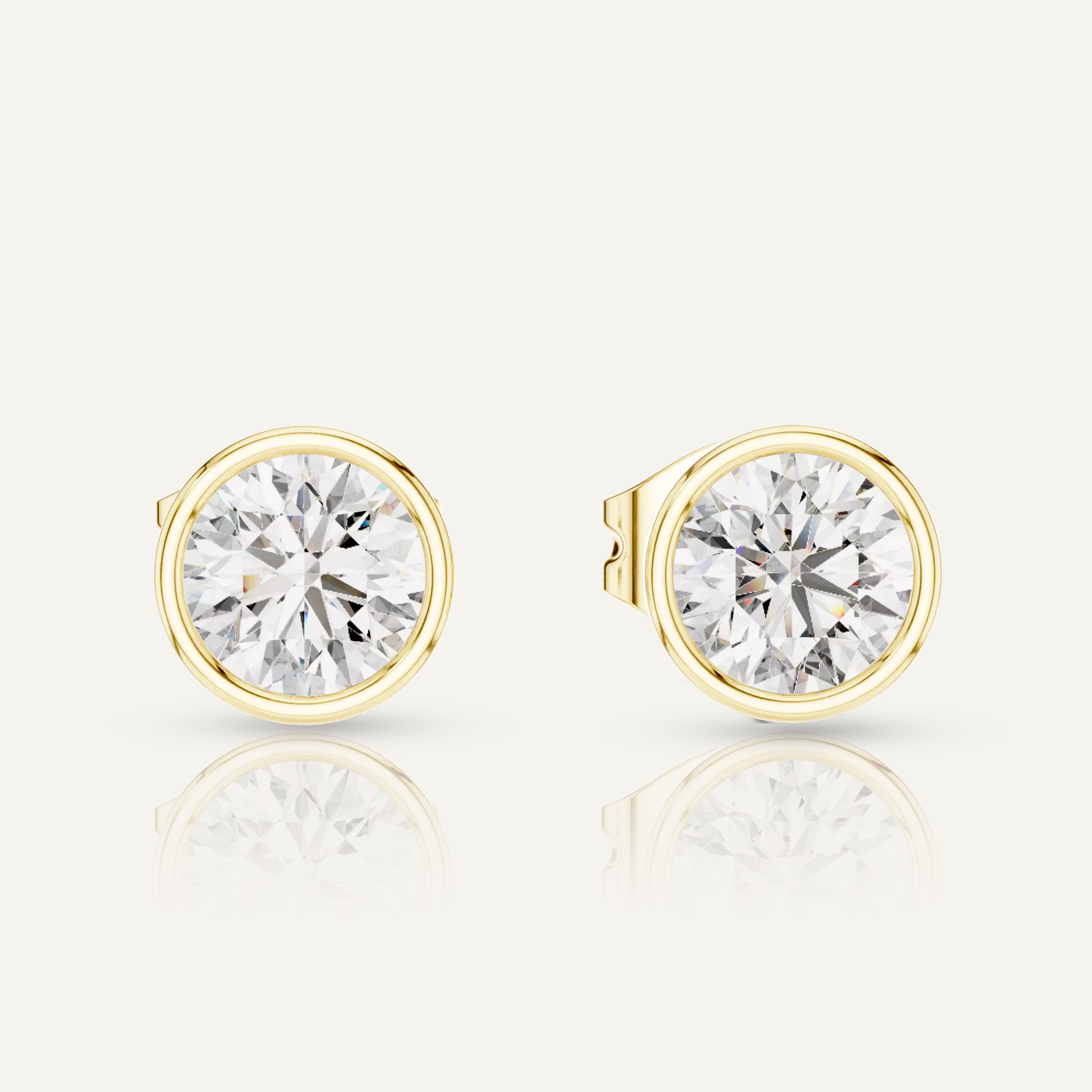 Round Diamond Bezel Set Stud Earrings