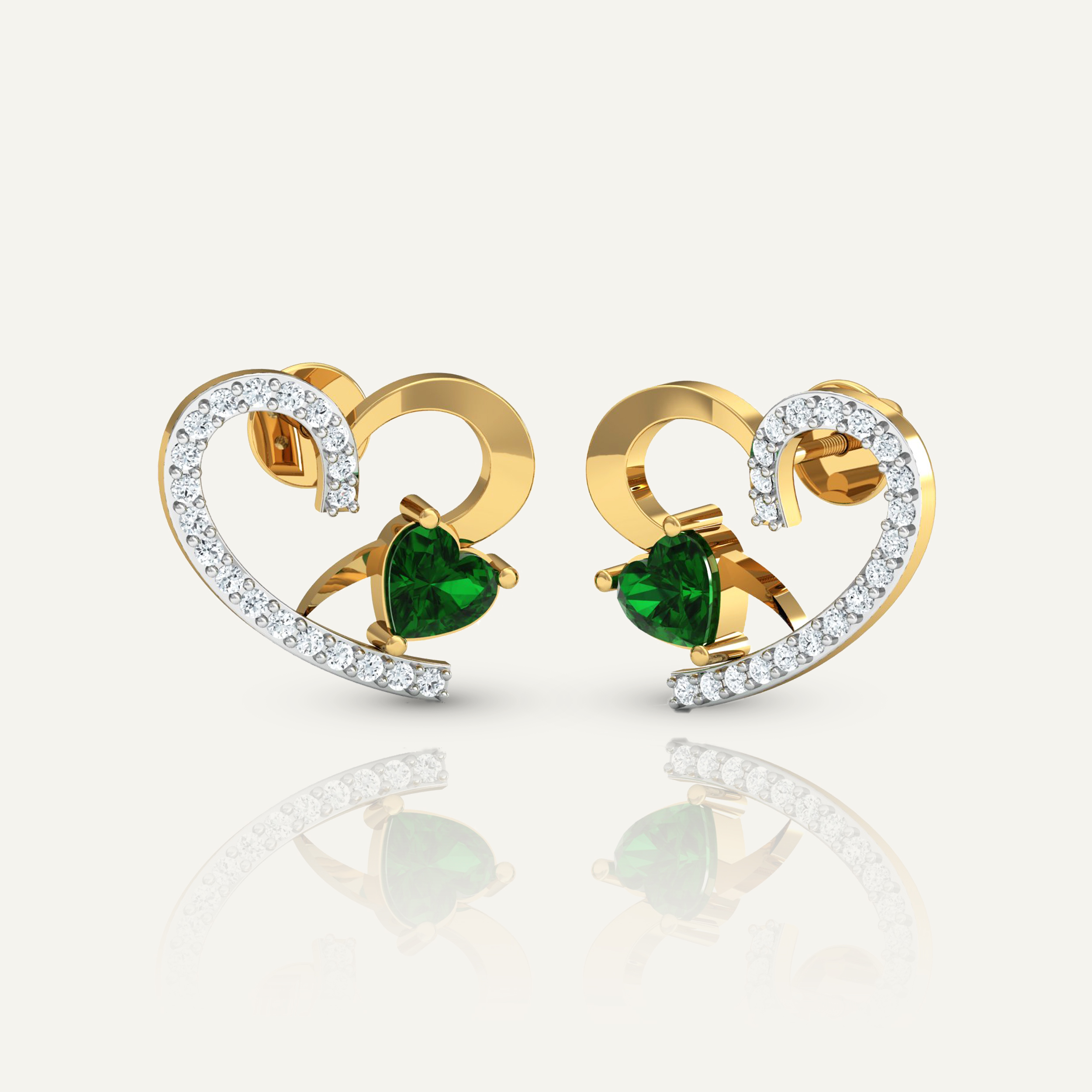 Two-Tone Women's Heart Earrings