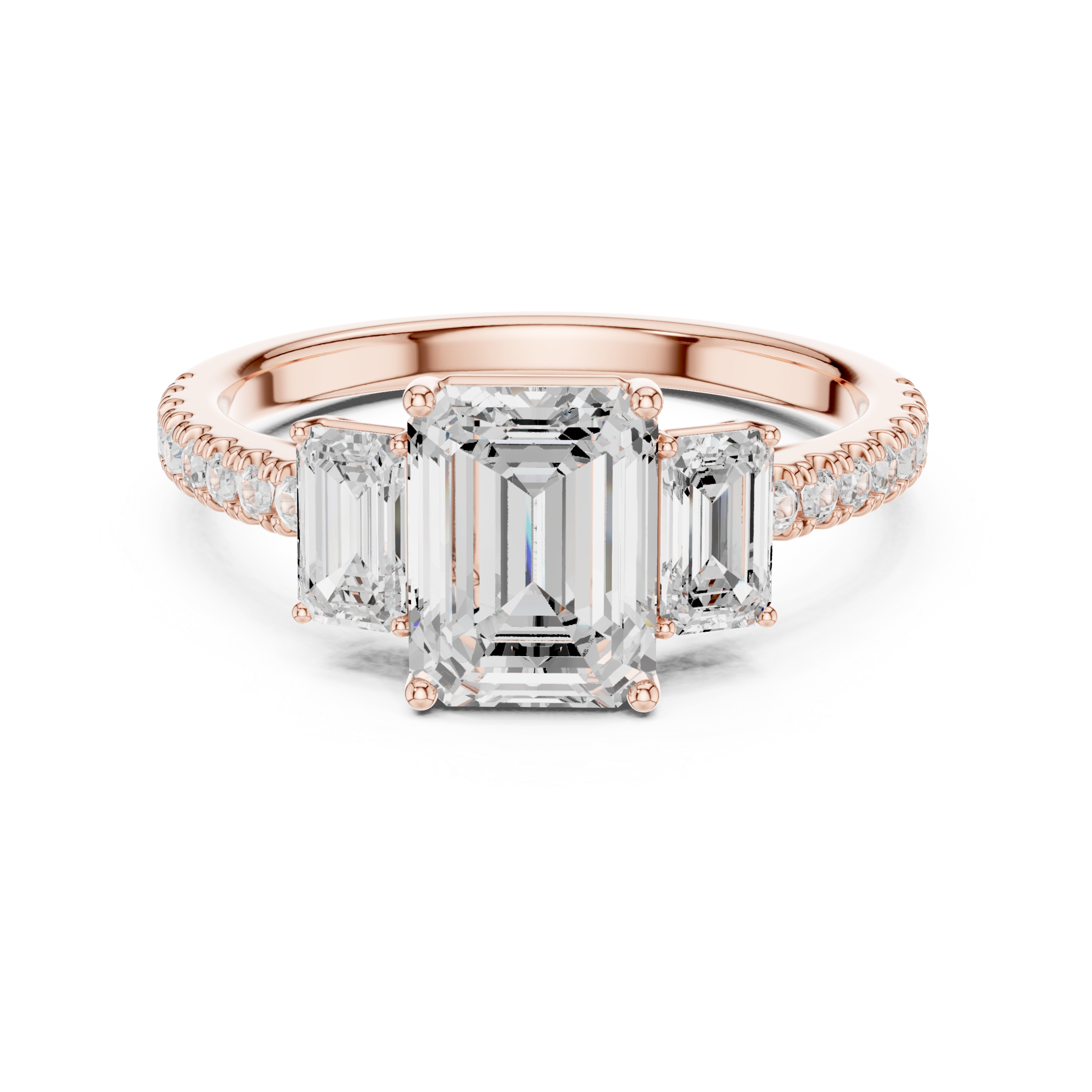 Triple Emerald Cut Diamond Ring