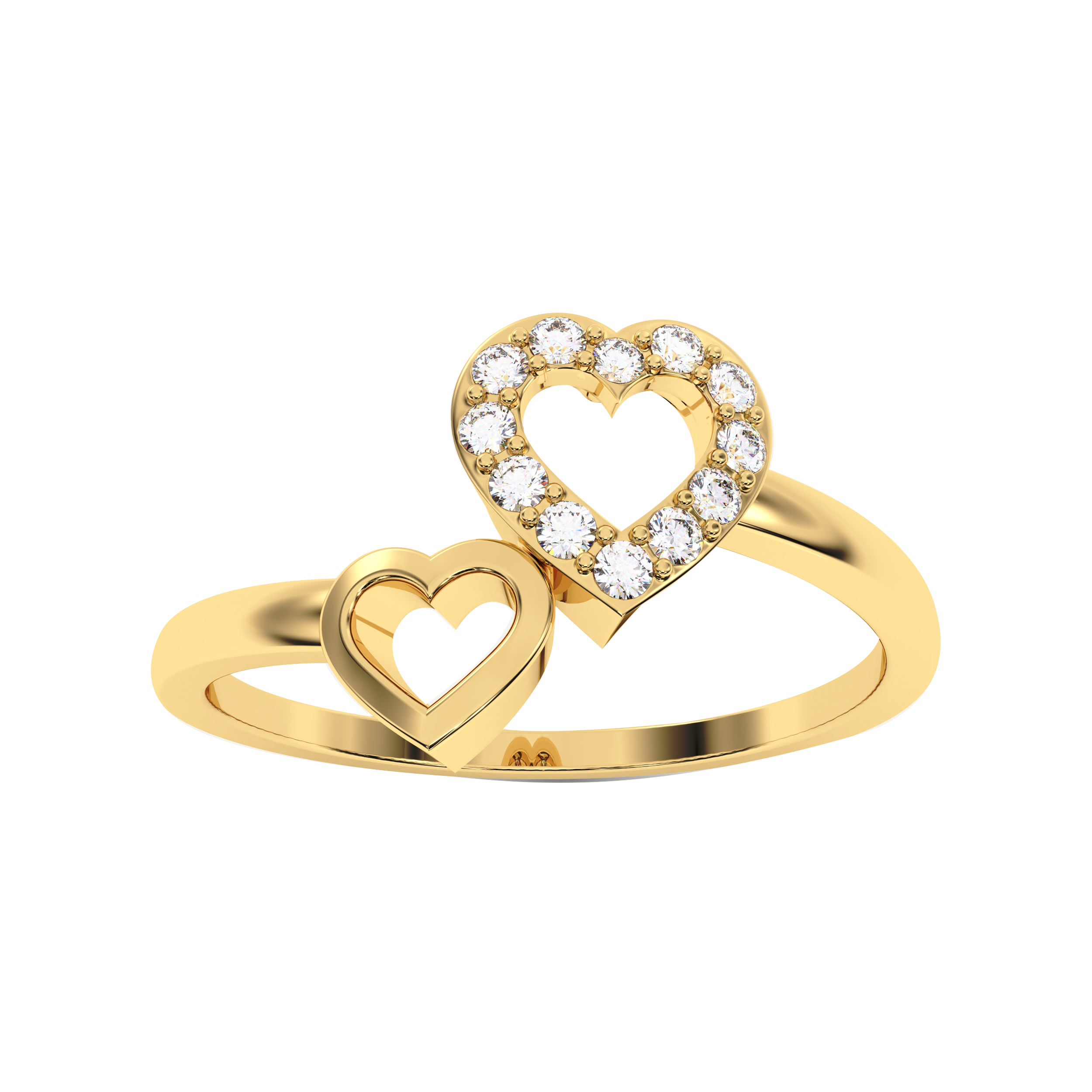 Women's Cute Double Diamond Heart Ring