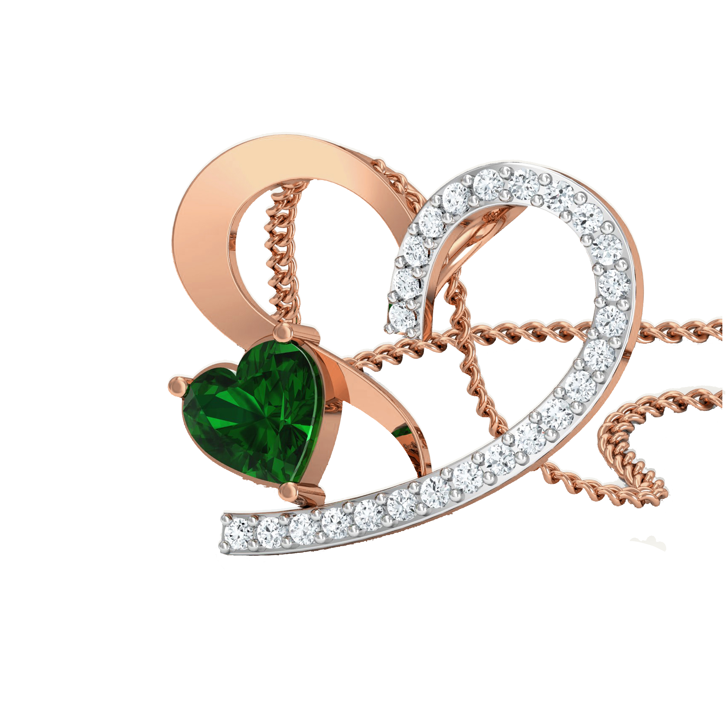 Two-Tone Women’s Heart Pendant, Ring, and Earrings Set - Image 8