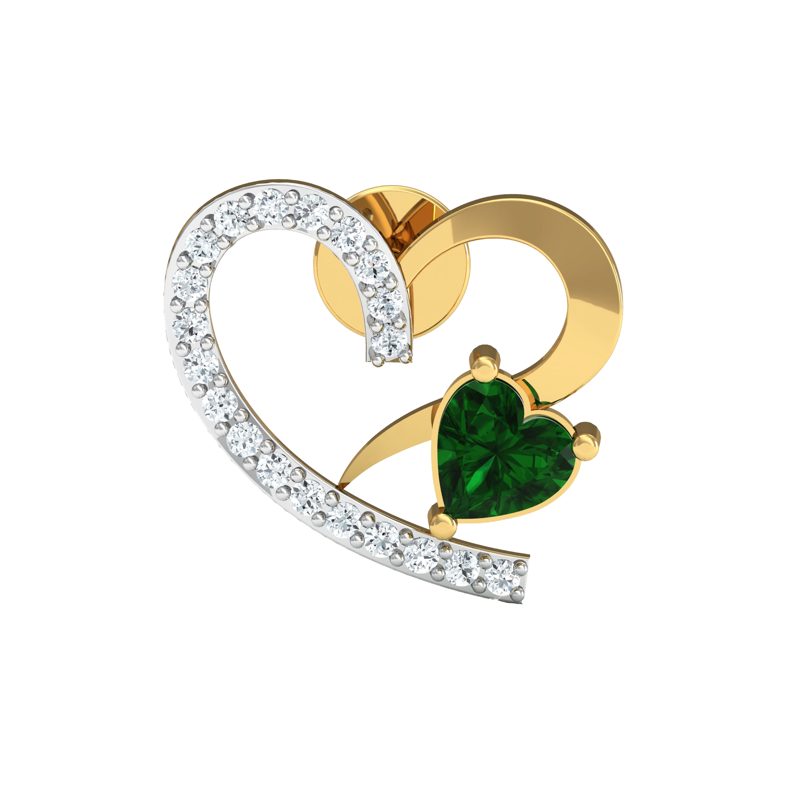 Two-Tone Women’s Heart Pendant, Ring, and Earrings Set
