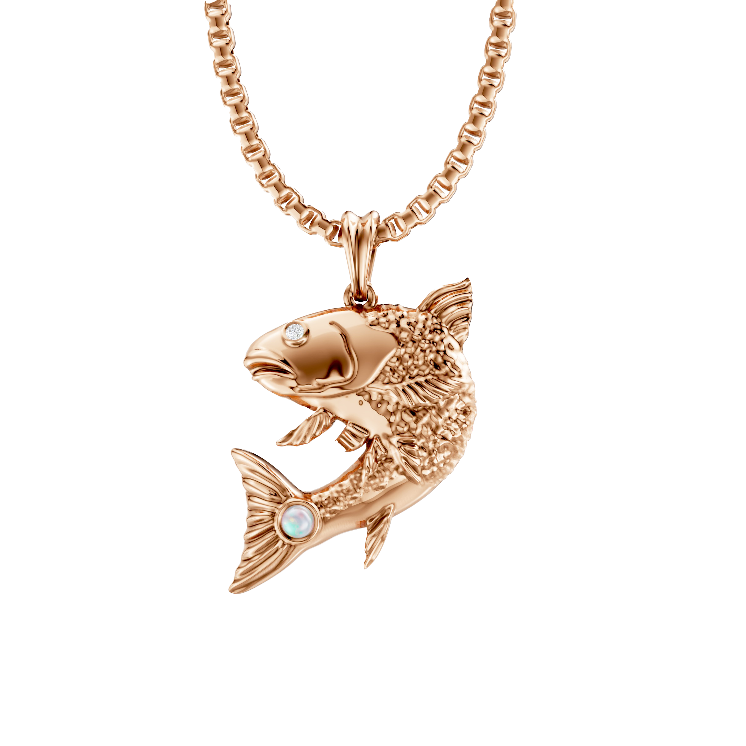 Cabochon Opal Fish Pendant - Image 4