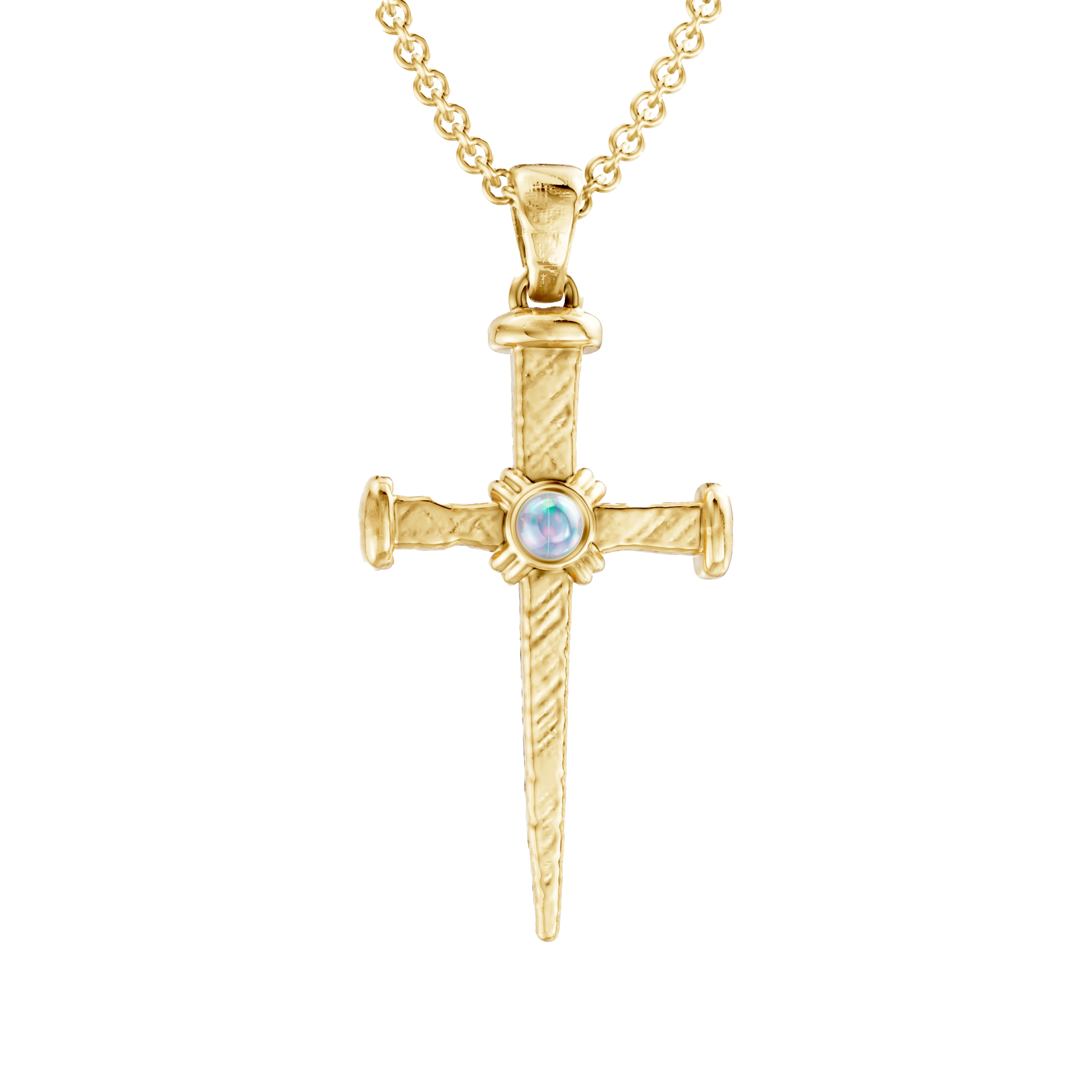 Opal Nail Cross Pendant