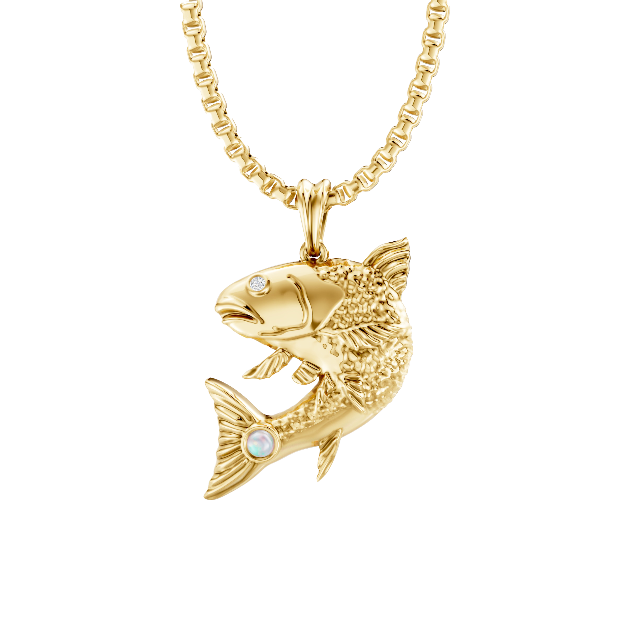 Cabochon Opal Fish Pendant