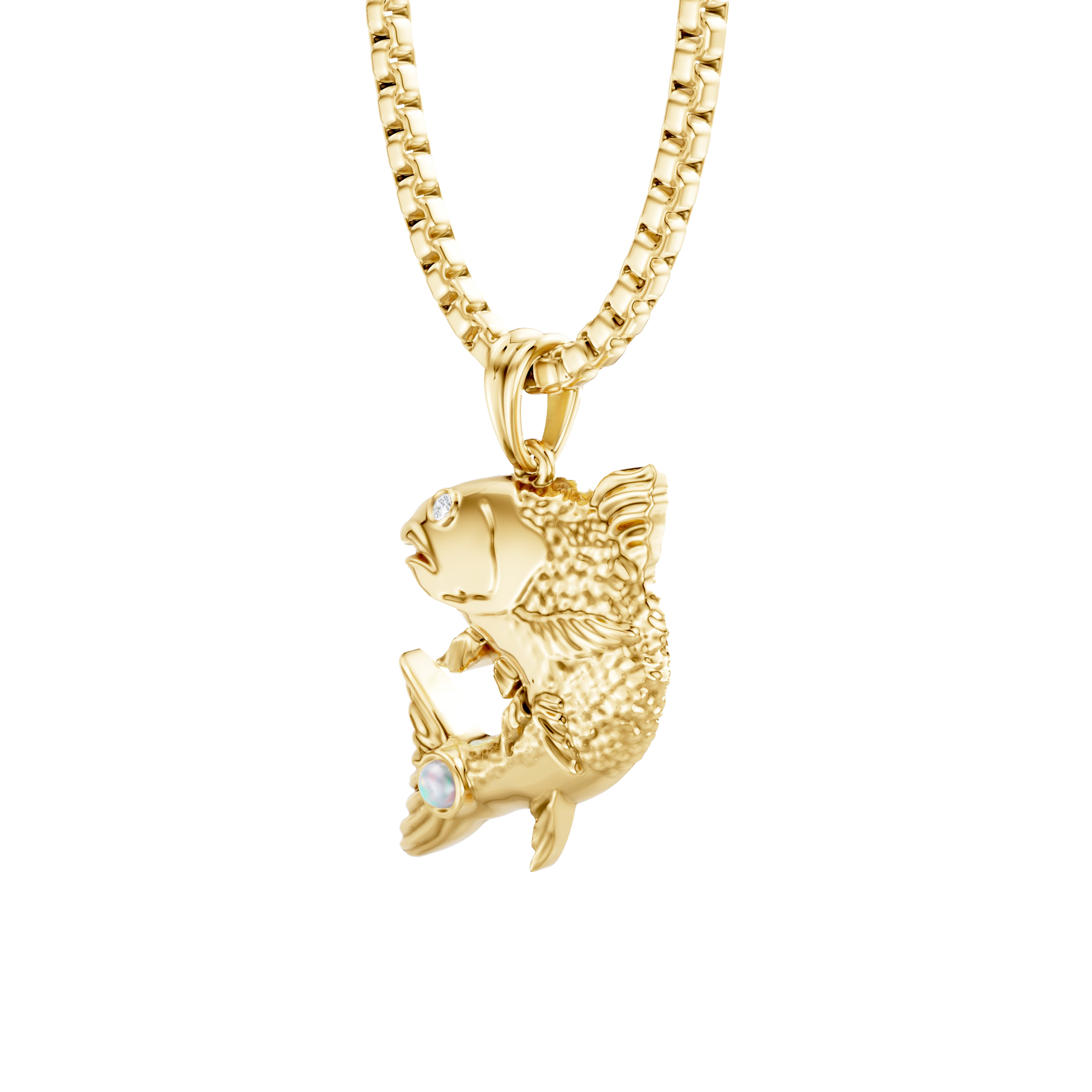 Cabochon Opal Fish Pendant - Image 2