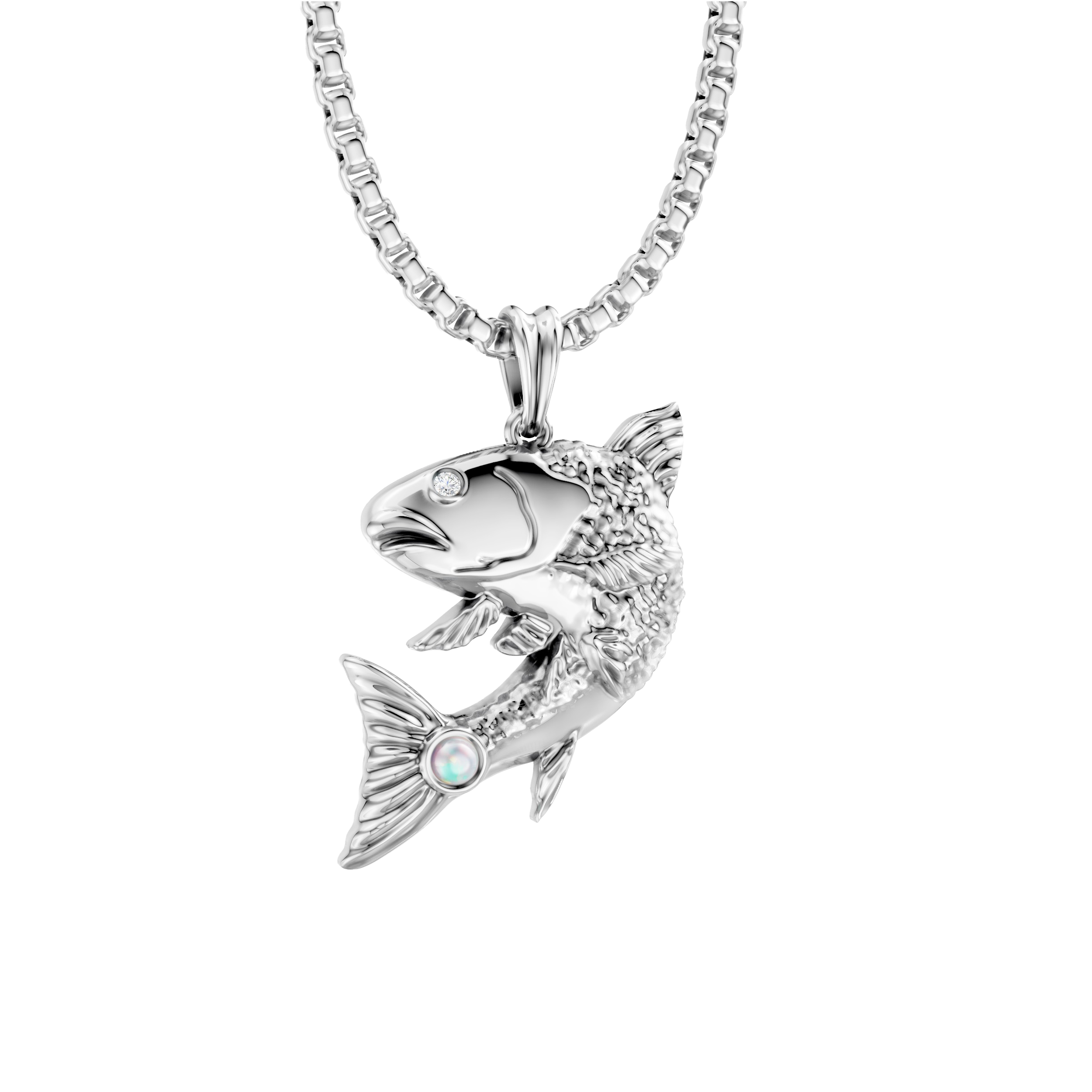 Cabochon Opal Fish Pendant - Image 7