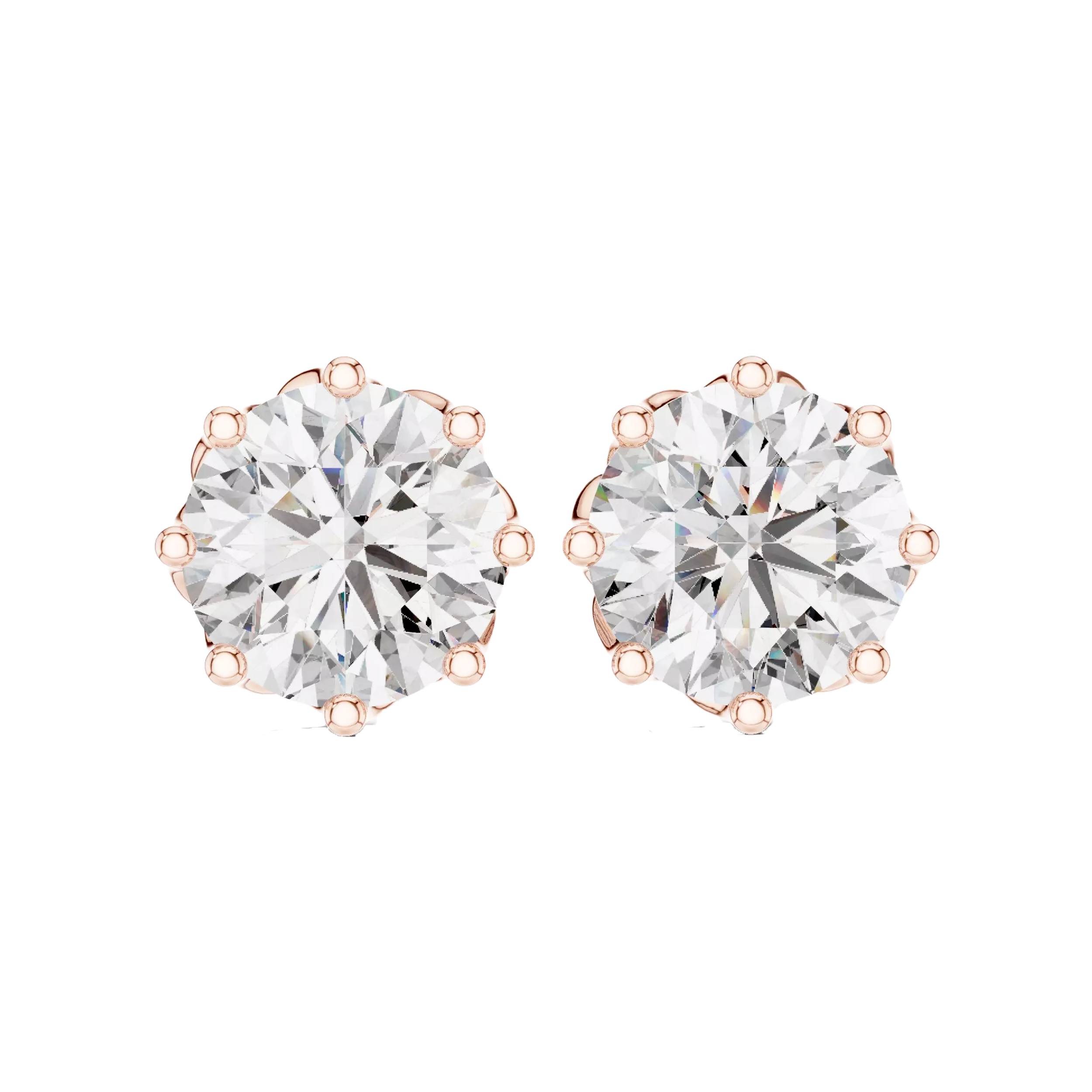 Floral Set Round Diamond Studs Earrings - Image 5