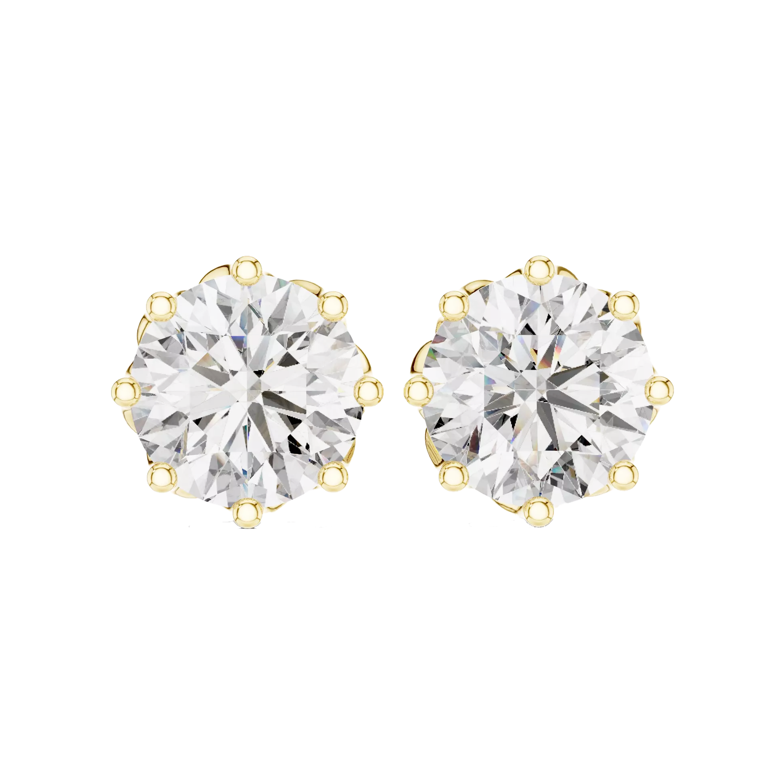 Floral Set Round Diamond Studs Earrings