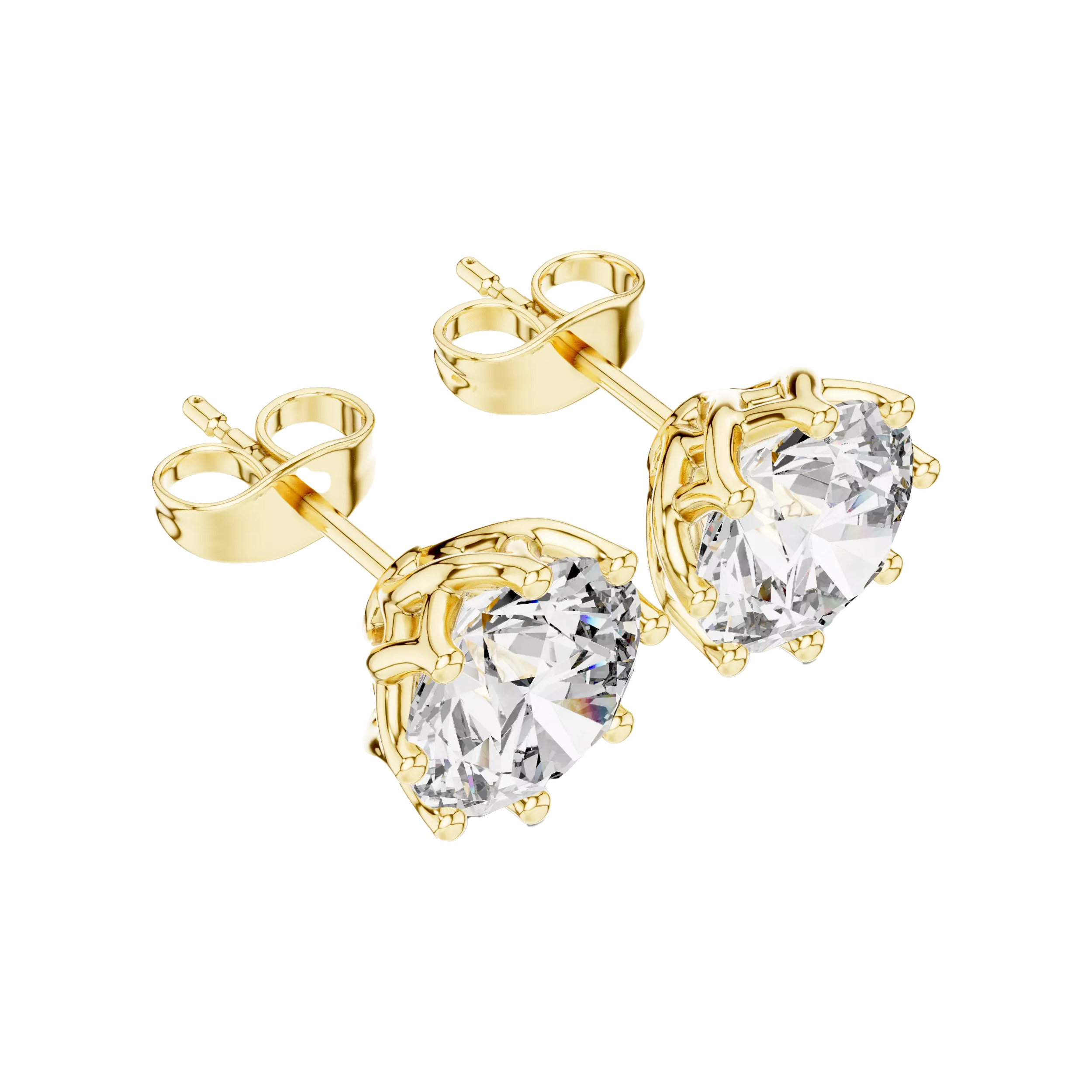 Floral Set Round Diamond Studs Earrings - Image 3