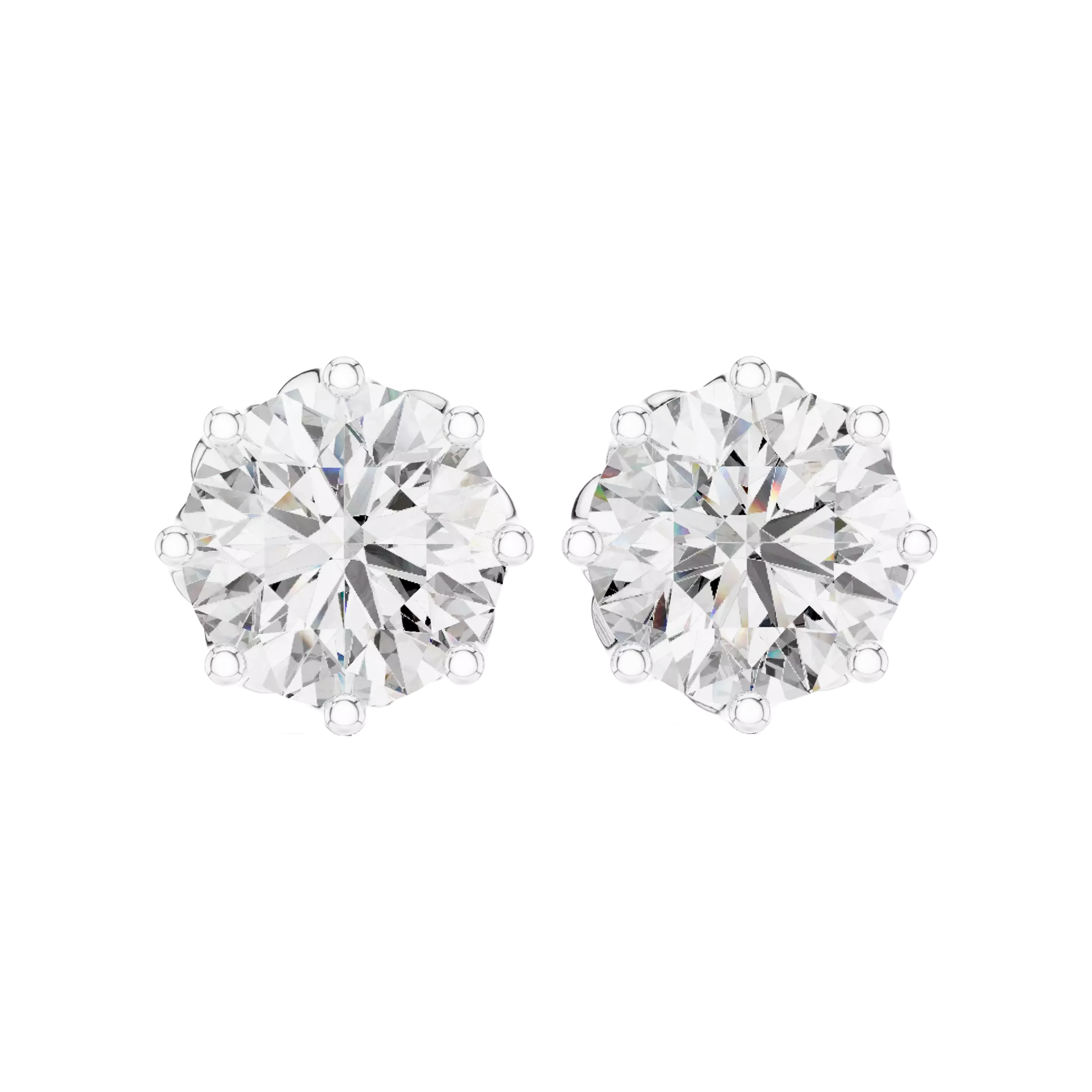 Floral Set Round Diamond Studs Earrings - Image 7