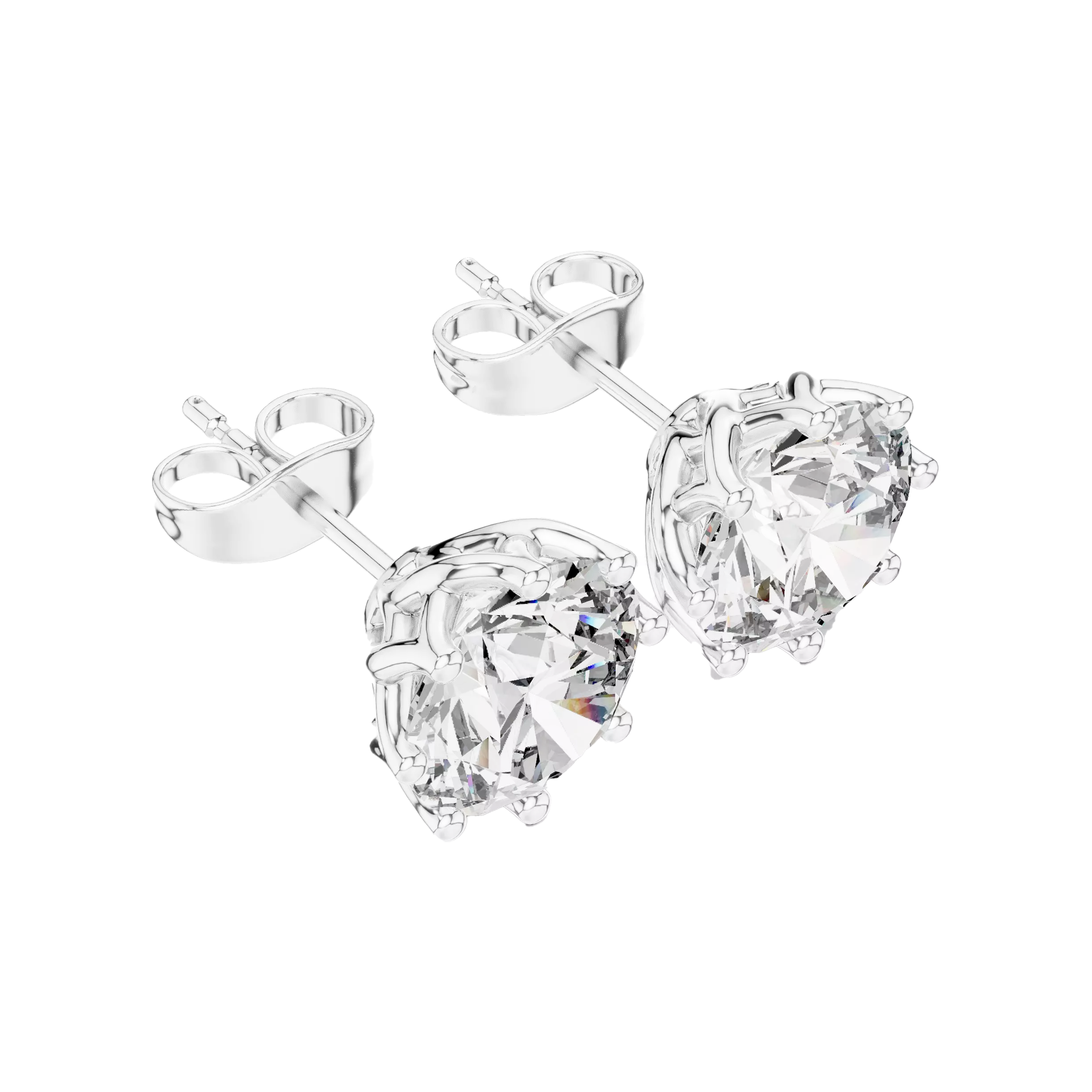 Floral Set Round Diamond Studs Earrings - Image 8