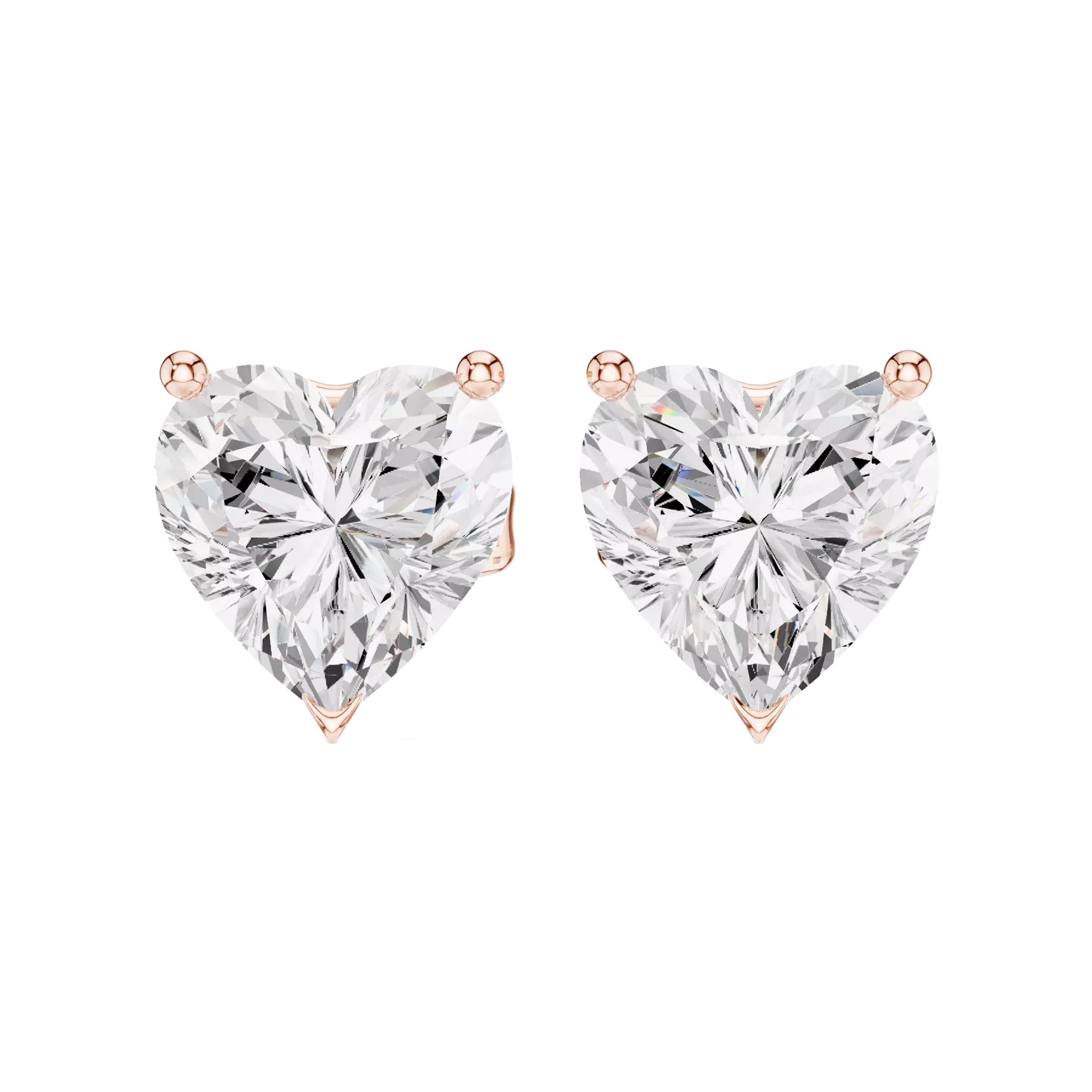 Heart-Diamond Solitaire Studs Earrings - Image 4