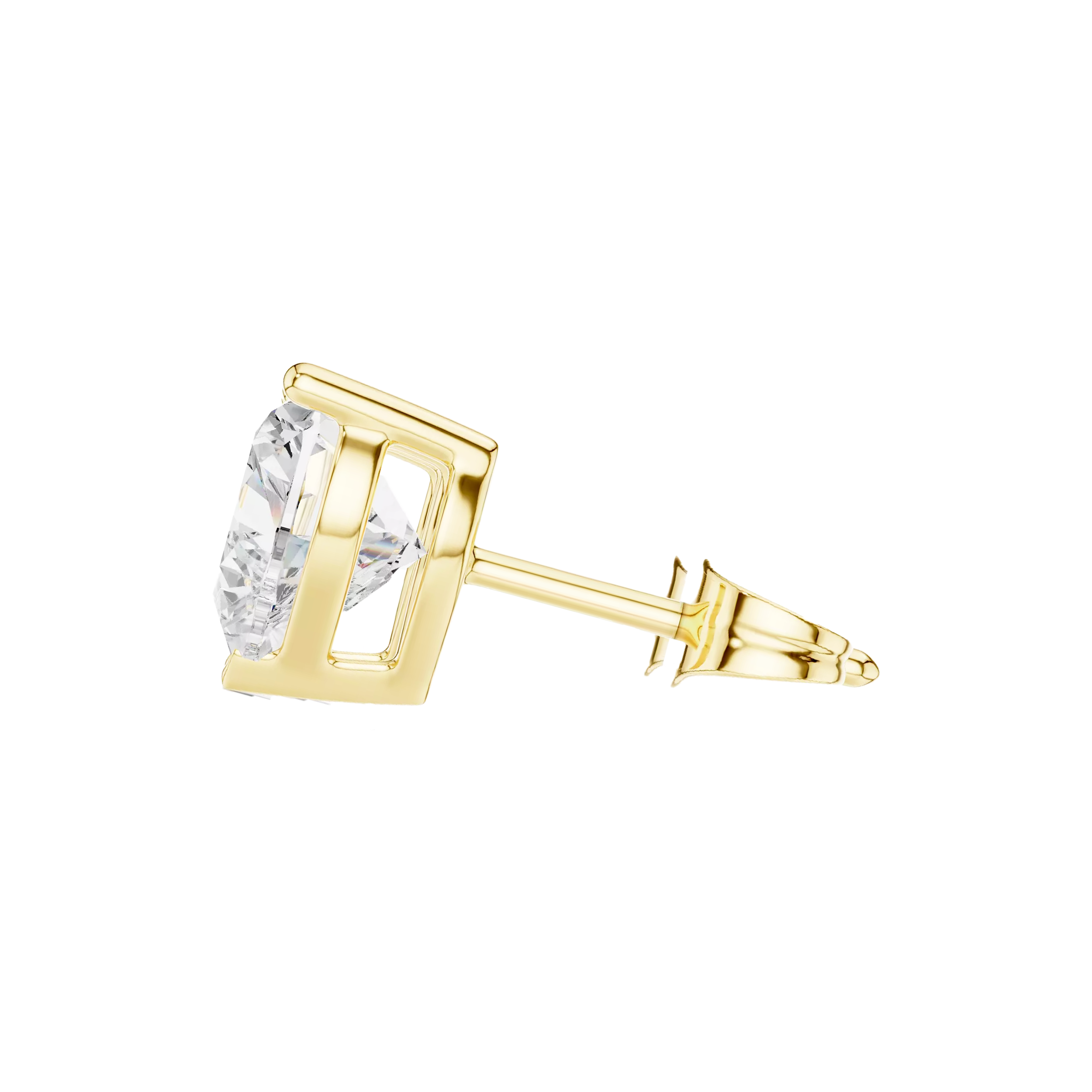 Heart-Diamond Solitaire Studs Earrings - Image 2