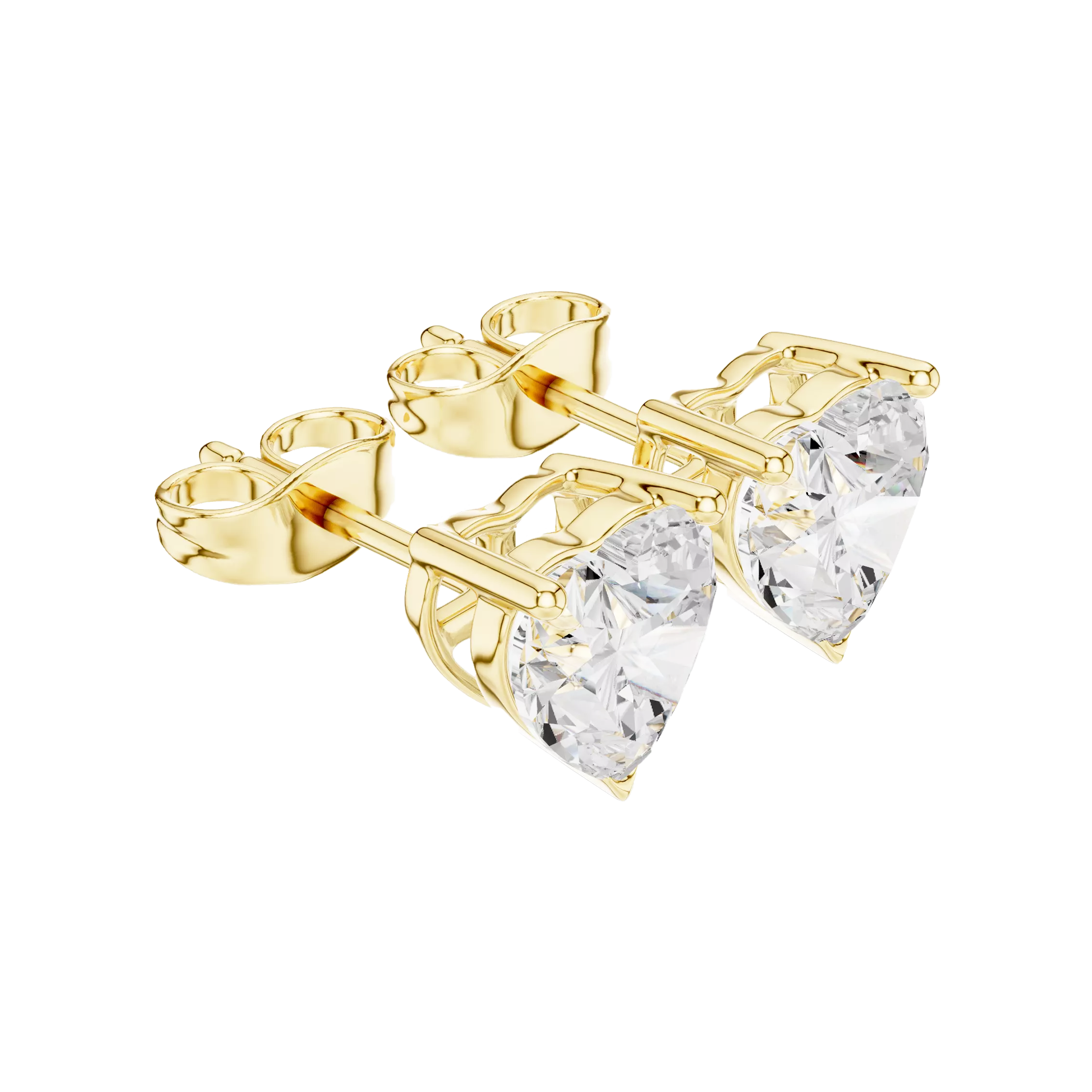 Heart-Diamond Solitaire Studs Earrings - Image 9