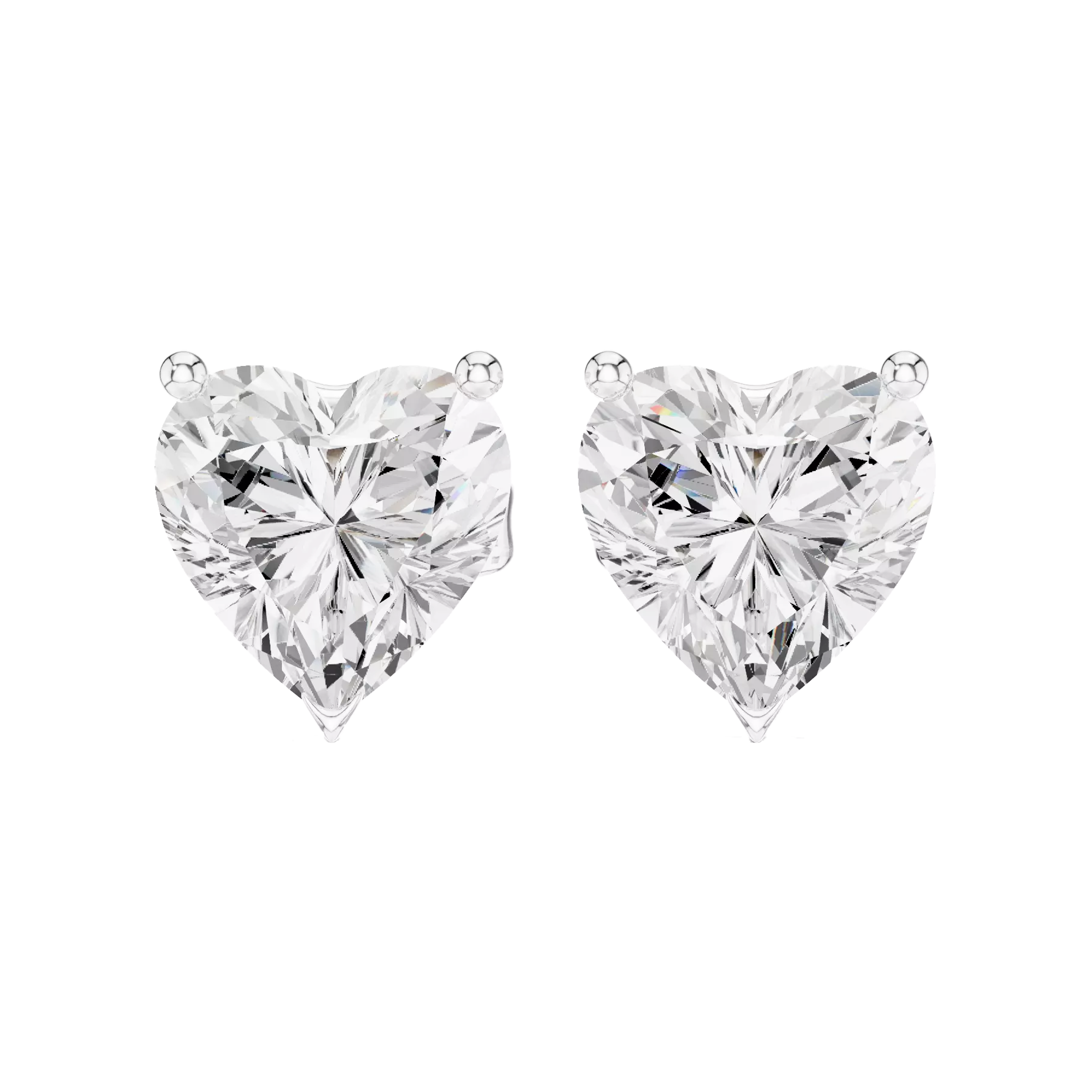 Heart-Diamond Solitaire Studs Earrings - Image 8