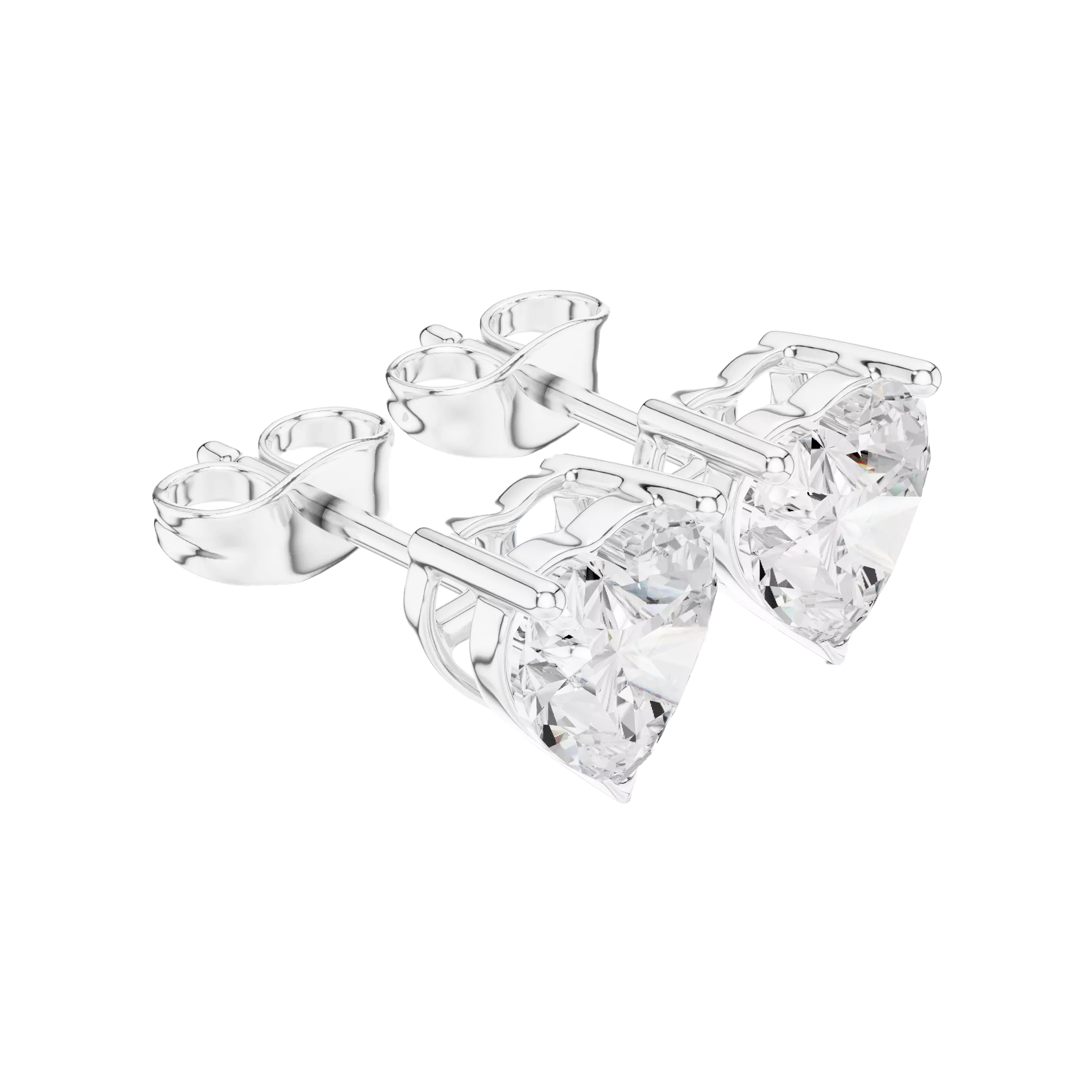 Heart-Diamond Solitaire Studs Earrings - Image 7