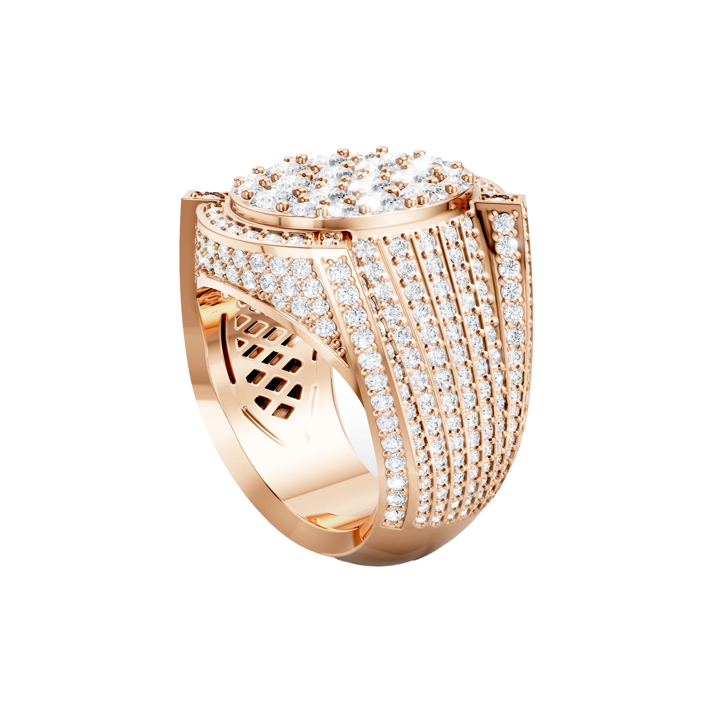 Men's Large Oval Diamond Ring - Image 4