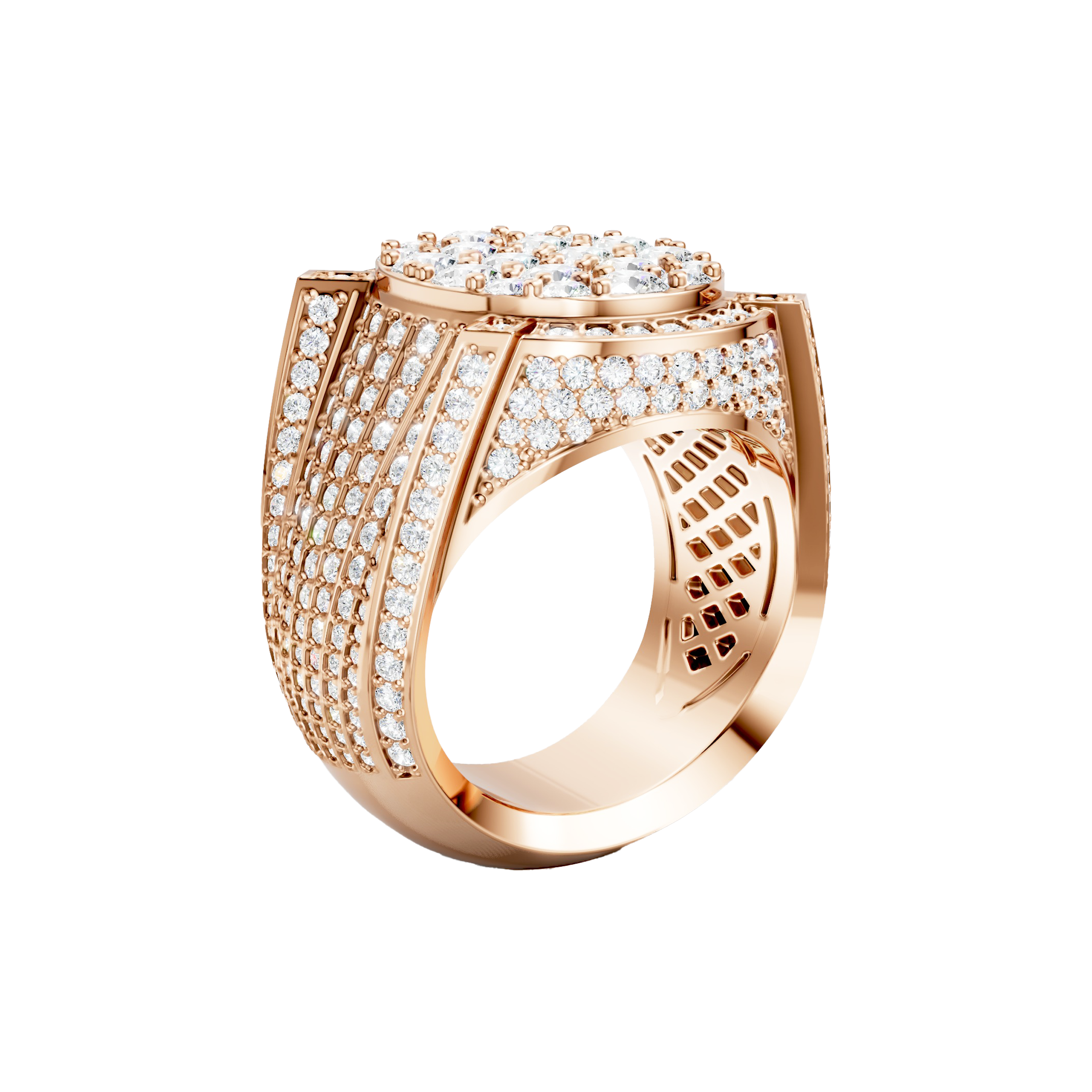 Men's Large Oval Diamond Ring - Image 5