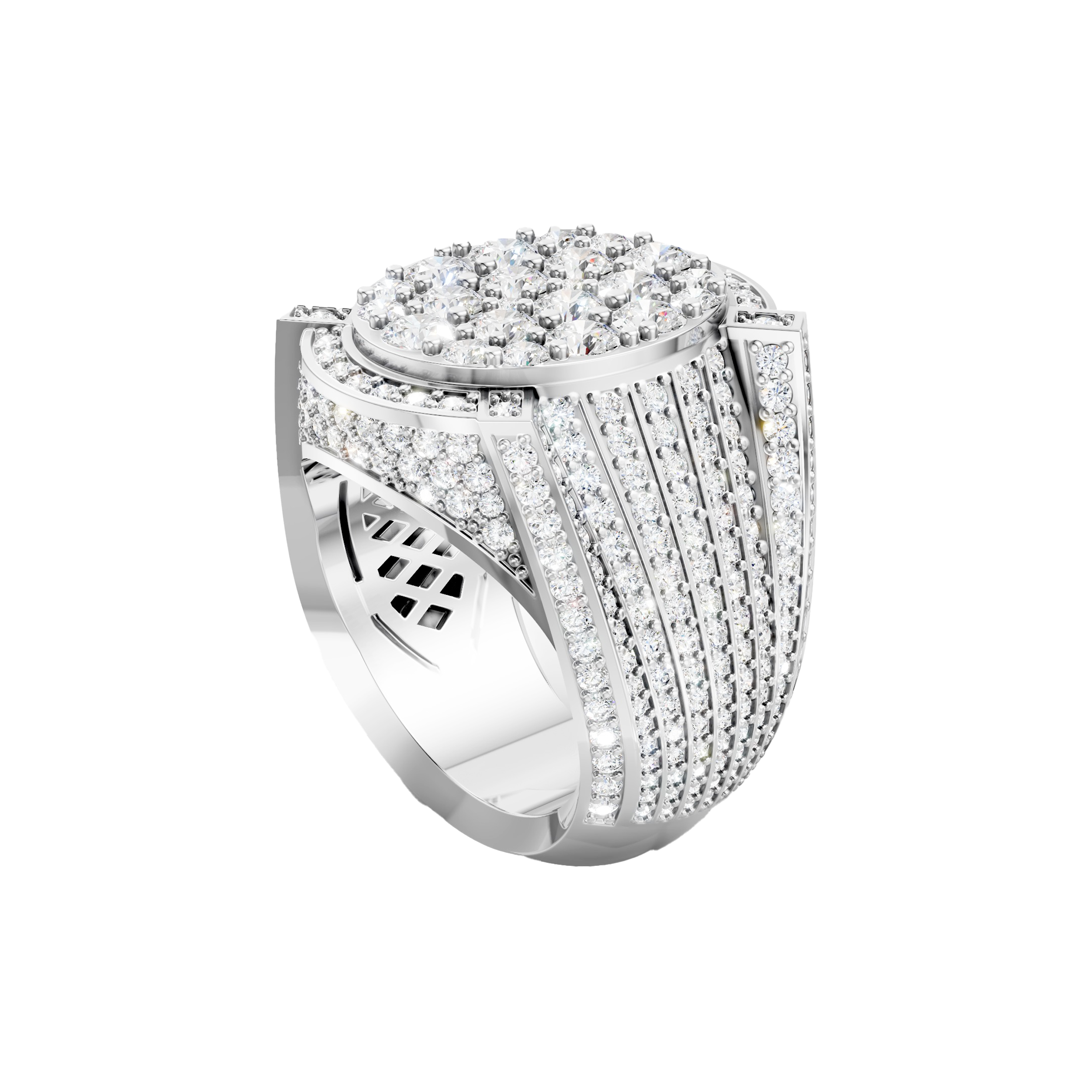 Men's Large Oval Diamond Ring - Image 9