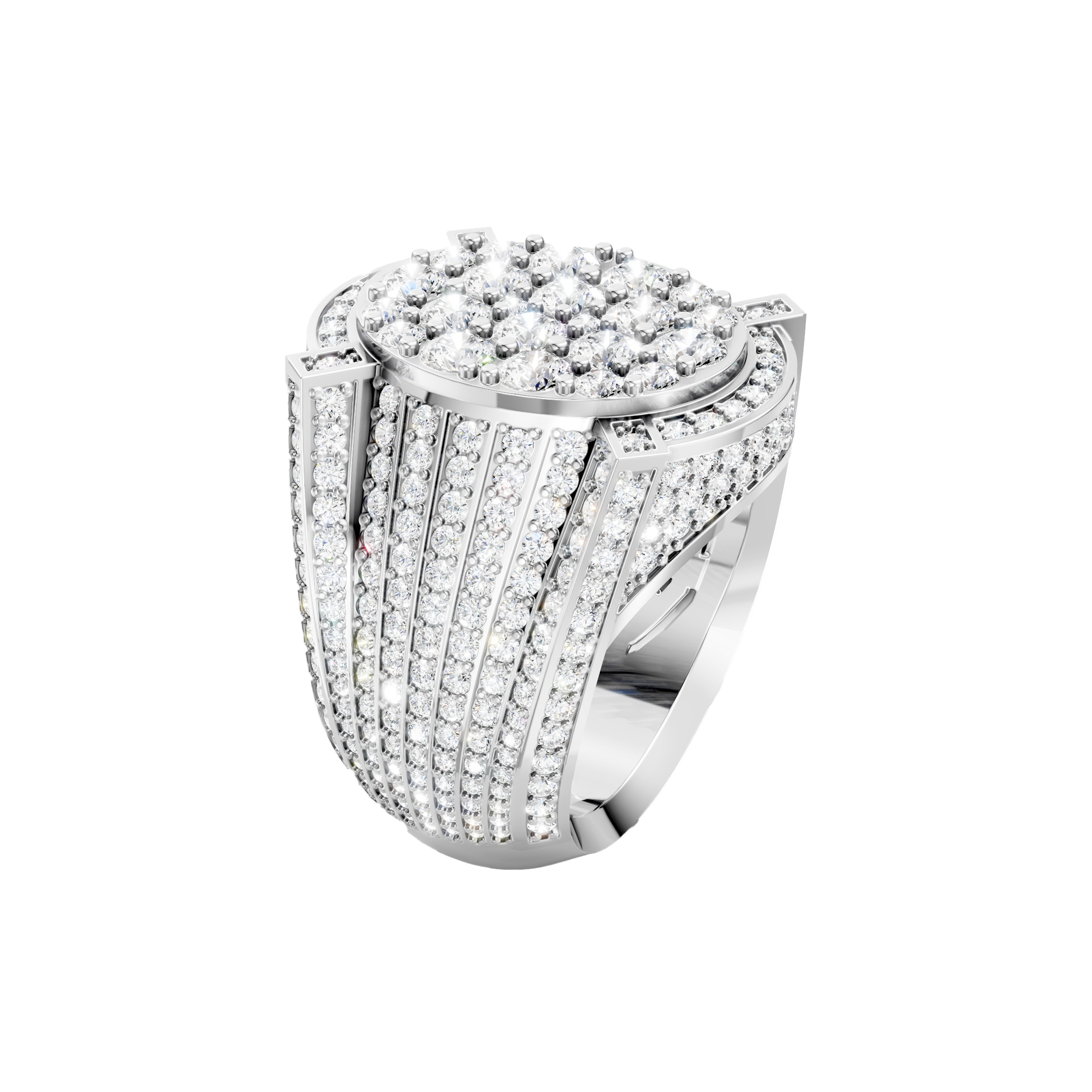 Men's Large Oval Diamond Ring - Image 8