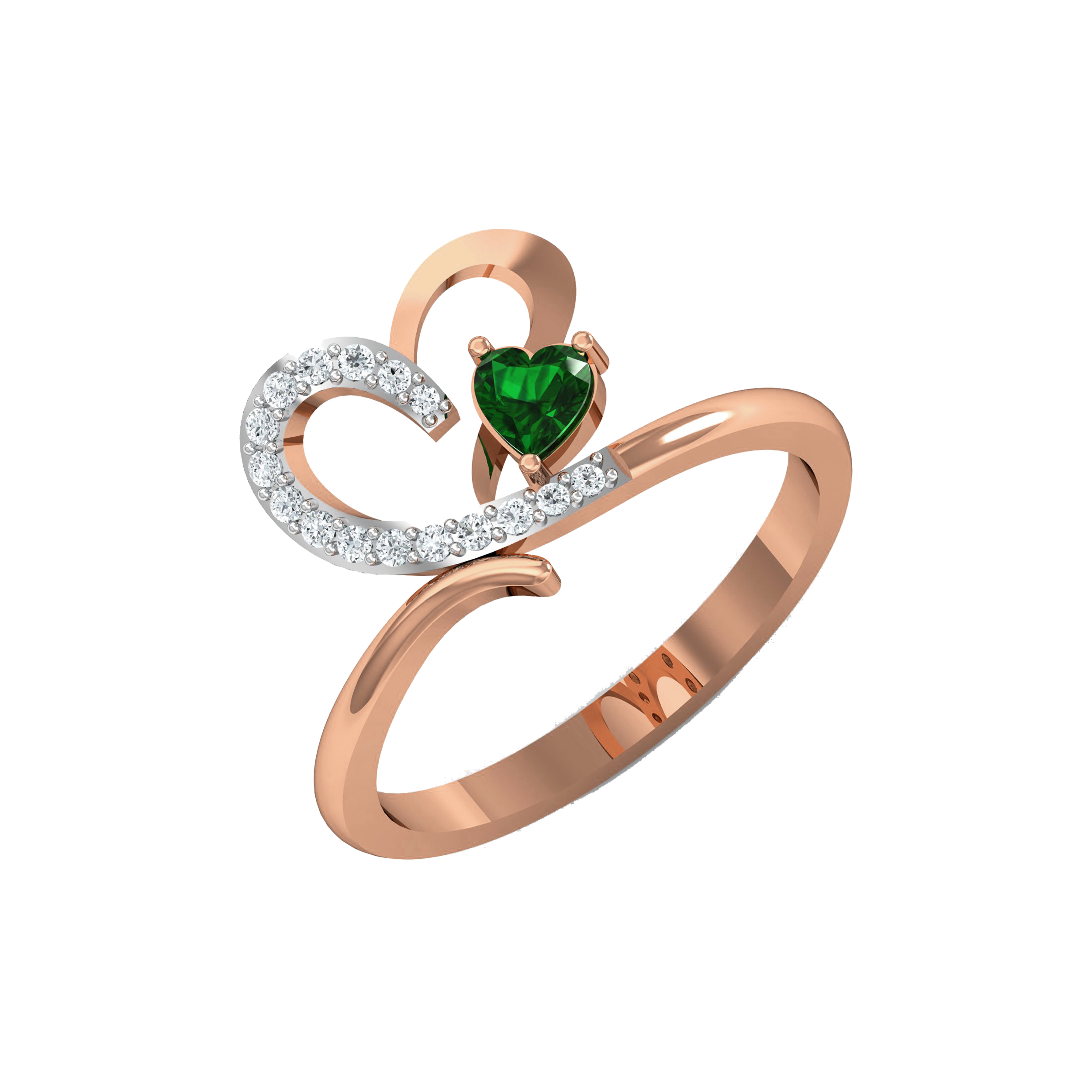 Two-Tone Women’s Heart Pendant, Ring, and Earrings Set - Image 12