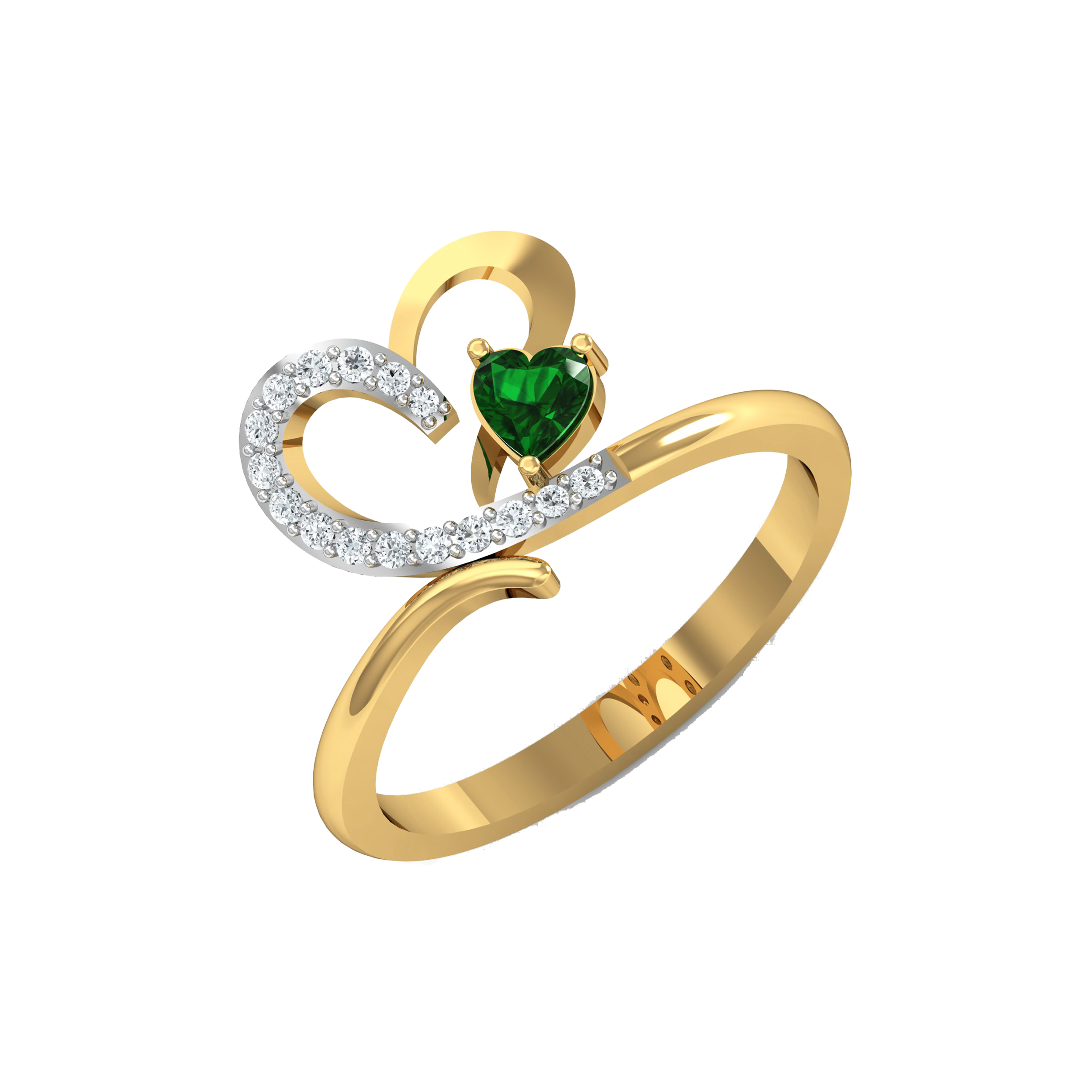 Two-Tone Women’s Heart Pendant, Ring, and Earrings Set - Image 6
