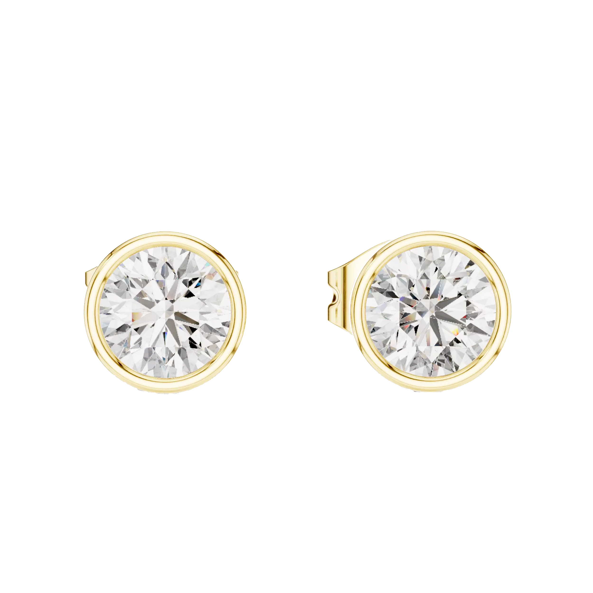 Round Diamond Bezel Set Stud Earrings