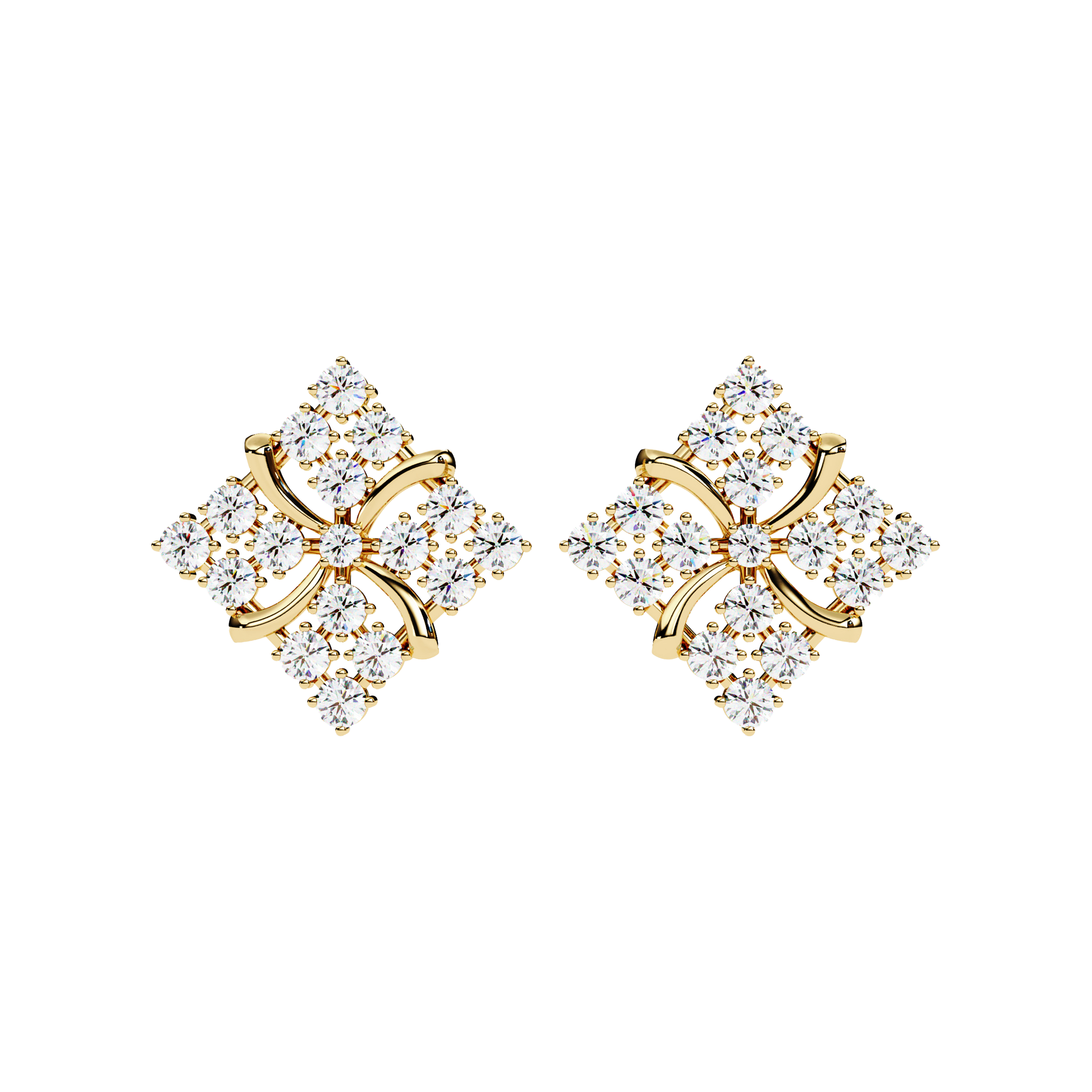 Square Fancy Diamond Studs Earrings