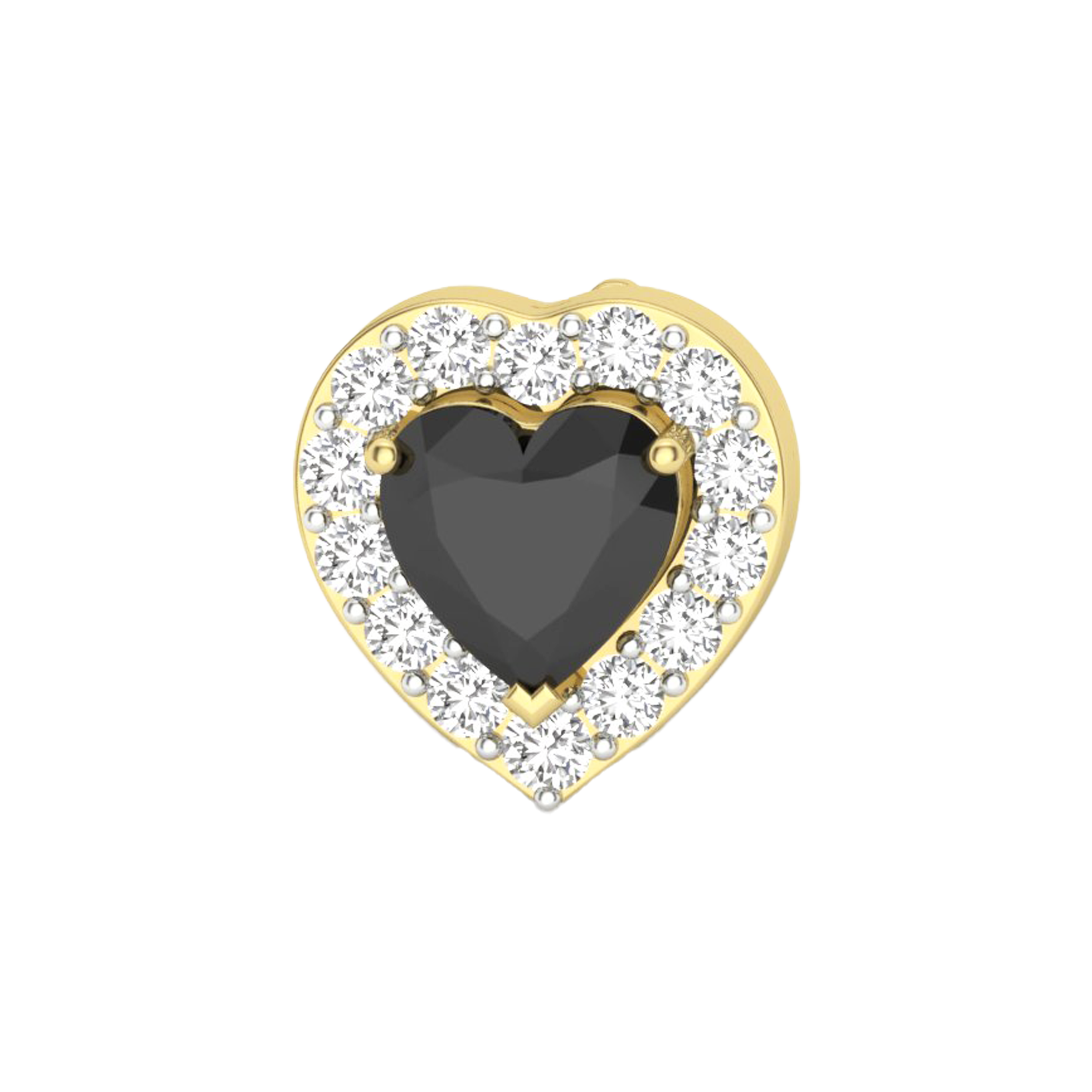 Women's Heart-Cut Black Diamond Studs Earrings